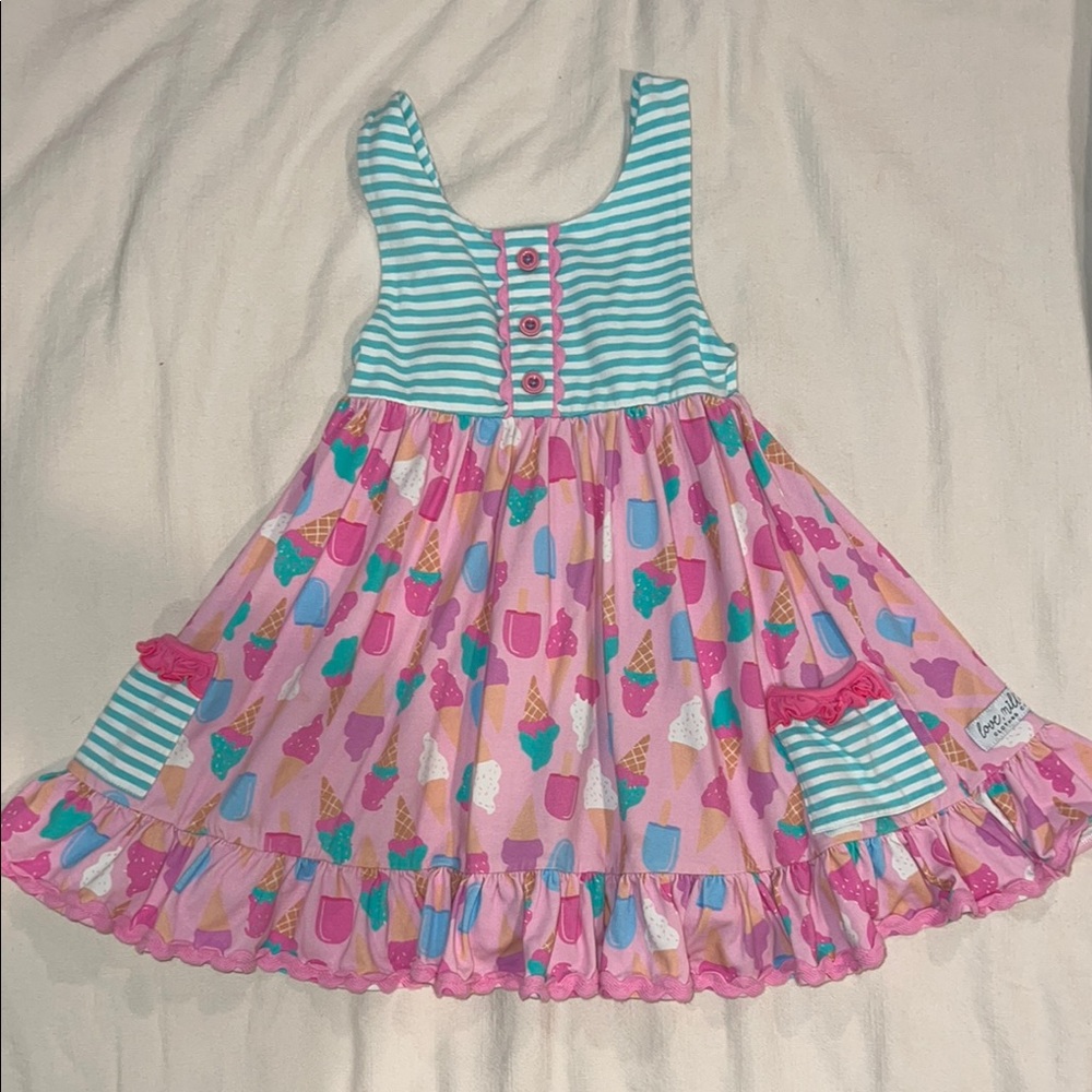 Pink and Blue Striped Kids Dress
